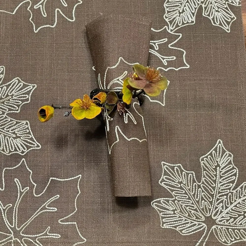 NEW Z Gallerie Twigs Flowers Fall Dining Table Napkin Rings Holders Set 4 NWOT